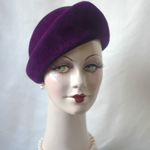 Ladies Purple Felt Hat - Handmade Hat