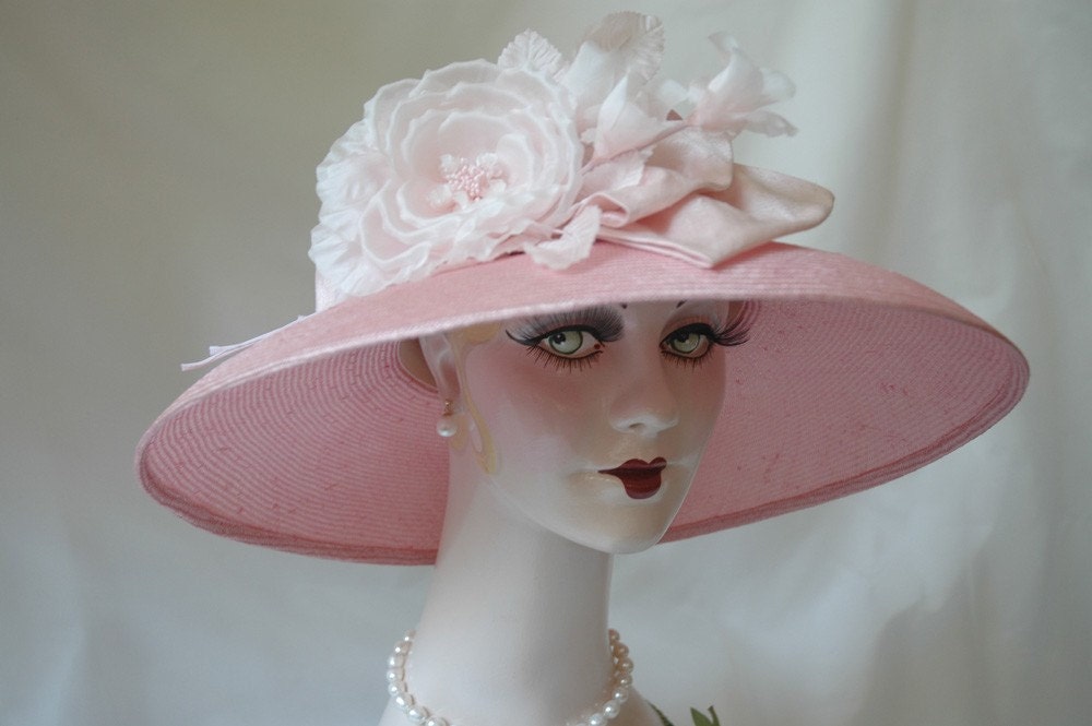 Couture Ladies Pink Kentucky Derby Straw Hat Formal Hat | Etsy