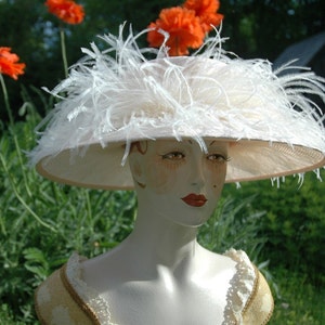 Kentucky Derby Hat, Ladies Edwardian Straw Hat, Peach Hat, Formal Hat