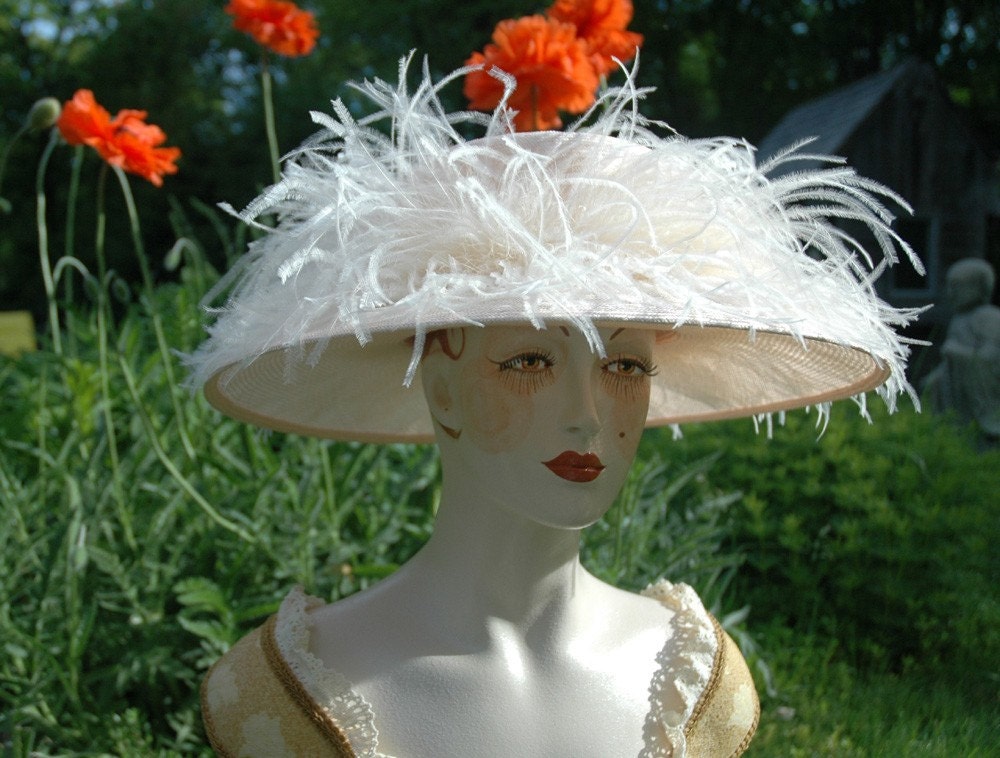 Women\'s Kentucky Hat Wide Brim Apricot Oversized Large Blush Kentucky Derby Hat | Annettes Couture  main image 4