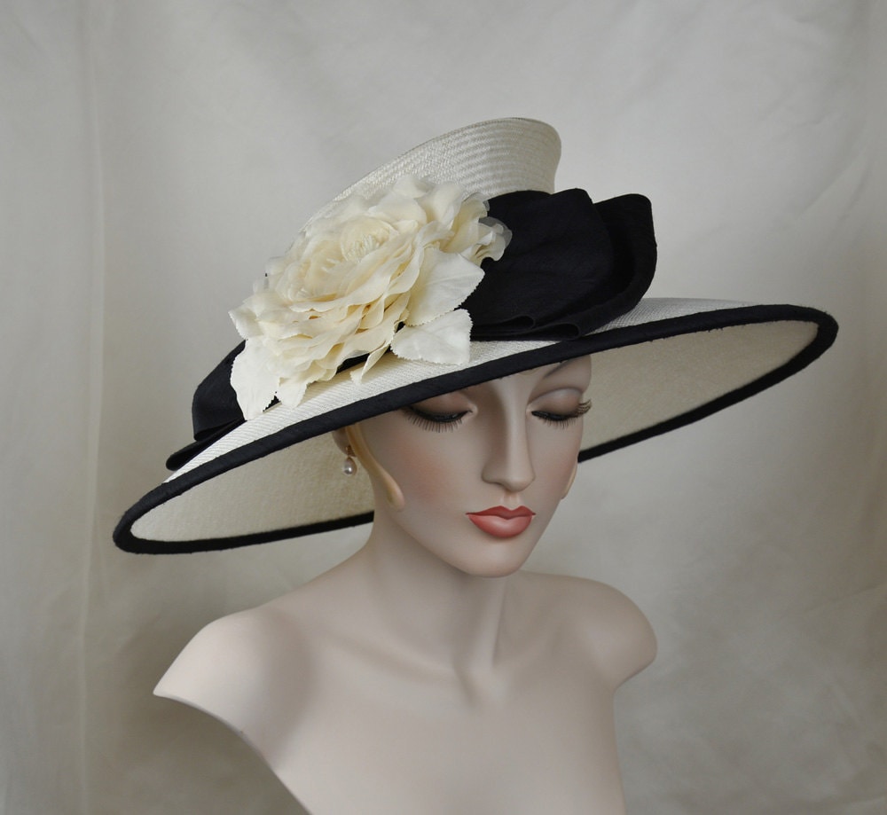 Kentucky Derby Hat Ladies Straw Hat Wide Brim Hat Couture Etsy