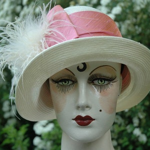 Ladies Great Gatsby 1920s Straw Cloche Hat