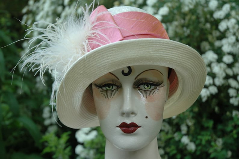 Ladies Great Gatsby 1920s Straw Cloche Hat Etsy