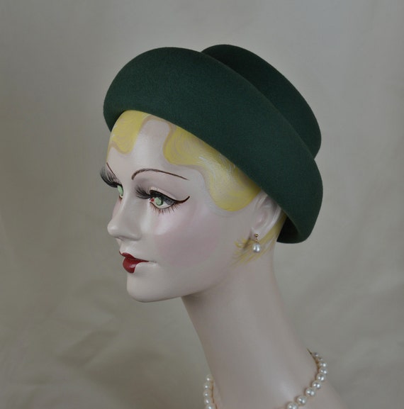 Hunter Green Pillbox Hat Mad Men Hat 