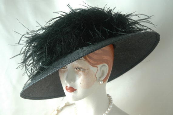 Elegant Black Feathered Women\'s Hat A _Anou oversized Black Feather Hat – Andrea main image 3