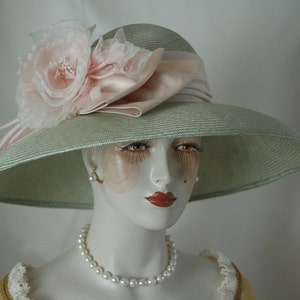 Kentucky Derby Hat, Green Straw Hat, Couture Hat