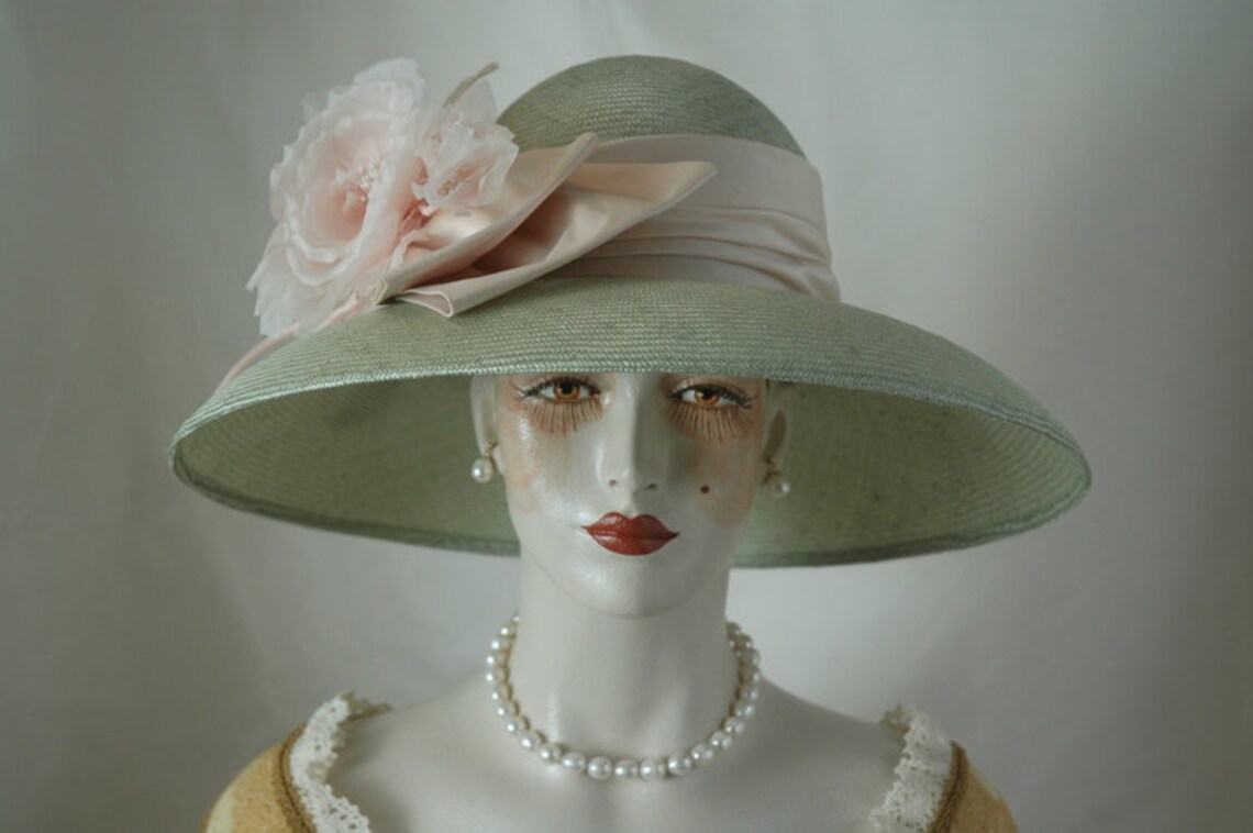 Kentucky Derby Hat, Green Straw Hat, Couture Hat Etsy