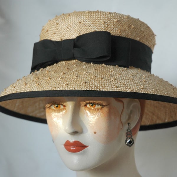 Ladies Straw Hat with Double Bow