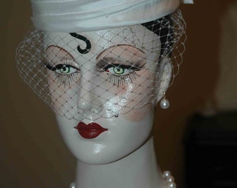 Silk Bridal Pillbox Hat, Wedding Hat