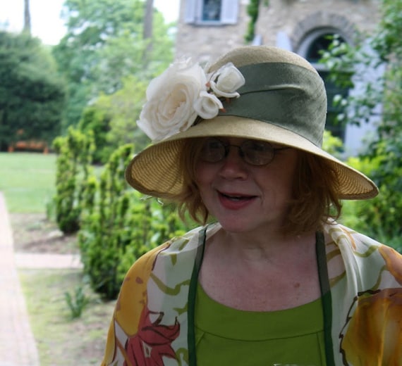 1920s Straw Hat, Garden Hat, Flapper