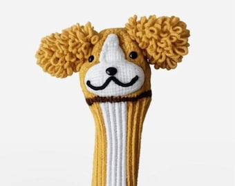 Handmade Puppy Golf Club Headcover | Crochet Amigurmi Golf Club Mitt. | 15" h x 7"w
