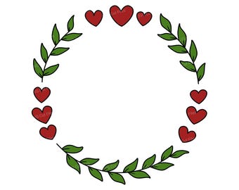 Paquete SVG de corona de laurel con corazón floral (descarga digital)