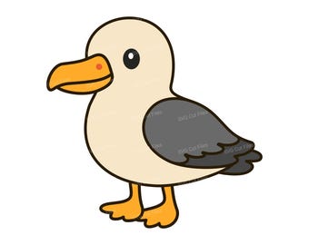 Cute Seagull SVG, Cartoon Bird PNG, Kids Shirt Clipart