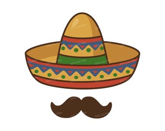 Mexican Sombrero SVG, Cinco de Mayo Hat Clipart, Taco Party Vector for Cricut