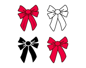 Noeud de noeud de Noël SVG, clipart PNG joyeux Noël, conception de T-shirt de vacances, noeud d'acclamation, contour audacieux
