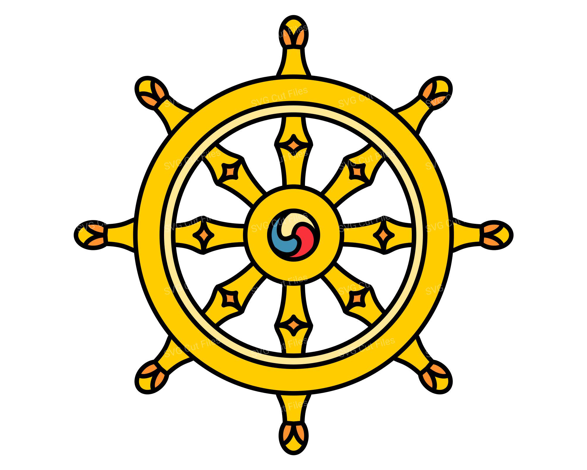 ダルマチャクラ SVG、チャクラホイール PNG、仏教タトゥークリップ