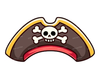 Pirate Hat SVG, Cartoon Skull Bones PNG, Shirt Vector Clipart