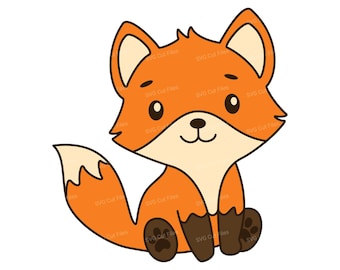 Cute Baby Fox SVG Files, Cartoon Animal PNG, Shirt Clipart
