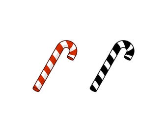 Candy Cane Stripe SVG, Christmas Ornament PNG Clipart, Holiday Sticker, Bold Outline for Crafts