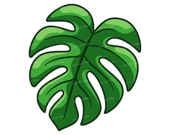 Monstera Leaf SVG, Tropical Leaf Clipart, Jungle Shirt PNG, Green Botanical Sticker & Decor Design