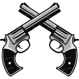 Crossed Handguns SVG, Revolvers Clipart, Western PNG Digital Download