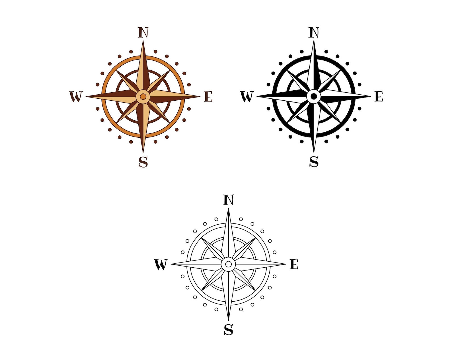 Compass Rose SVG Bundle, Nautical Compass Star Clipart, Digital ...