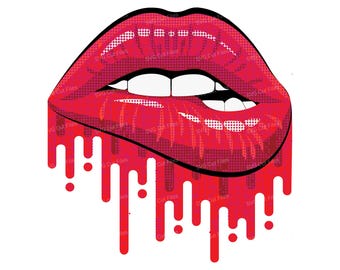 Röda glitterläppar SVG, sexiga bitande läppar bunt, PNG-filer Cricut