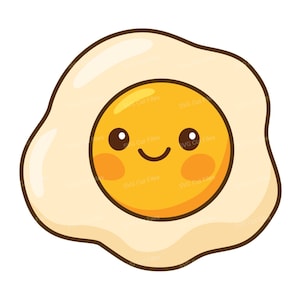 Cute Fried Egg SVG, Keto Breakfast Clipart, Cartoon Healthy Meal PNG