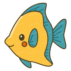 Cute Angelfish SVG, Cartoon Fish Clipart, Shirt PNG