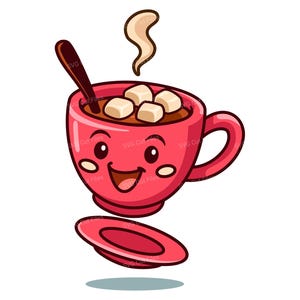 Cocoa Cup SVG, Cute Winter Vector, Hot Cup PNG Clipart