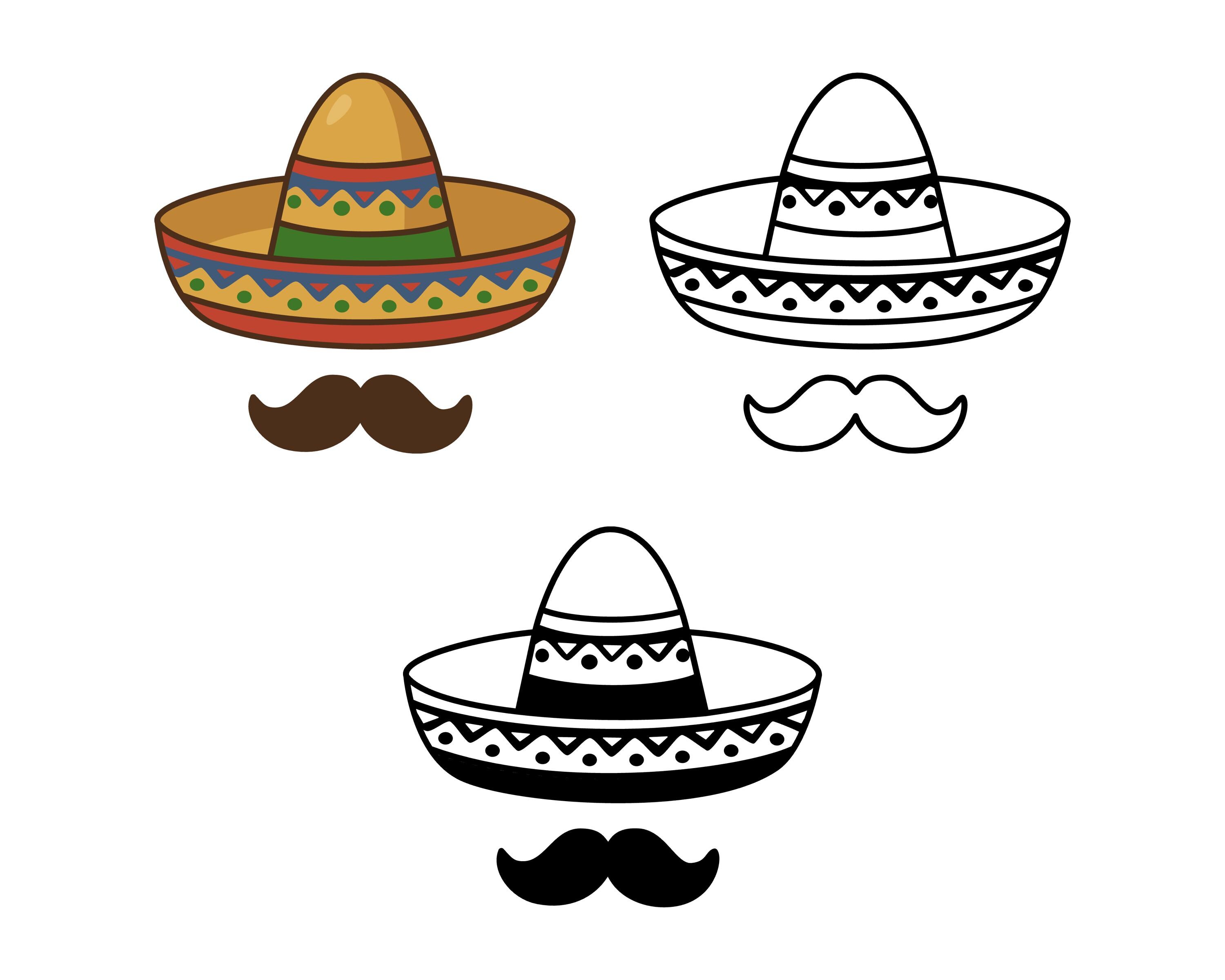 Mexican Sombrero SVG, Cinco De Mayo Hat Clipart, Taco Party Vector for ...