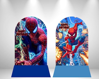Spider-Man mini verjaardagstafeldecoratie met banner en standaard | Verjaardagstafeldecoratie | Achtergrond voor de taarttafel | Feestcenterpiece | Thema geïnspireerd
