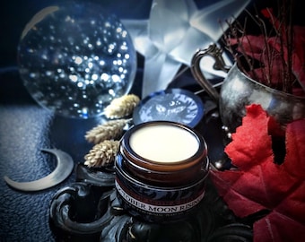 October Moon Rising™ Natural Ceremonial Fall Solid Perfume Balm- Apple, Hay, Oakmoss, Carrot, Coffee, Birch, Pinon, Cinnamon, Benzoin, Smoke