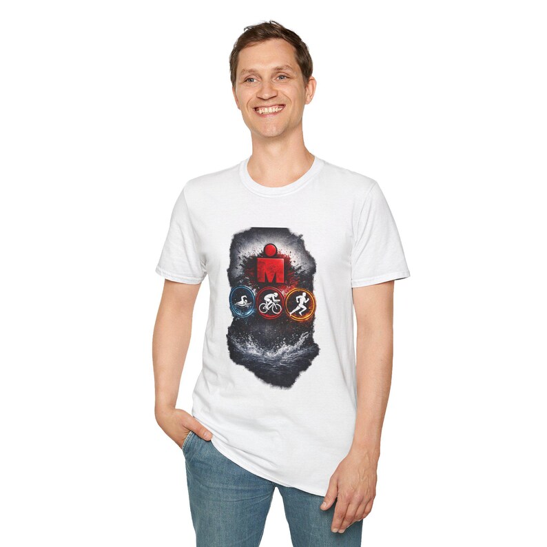 Ironman Triathlon Icons T-Shirt | Swim Bike Run Race Logo image 16