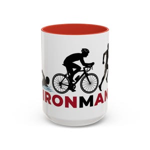 Ironman Triathlon Silhouette Accent Coffee Mug | 11oz 15oz image 6
