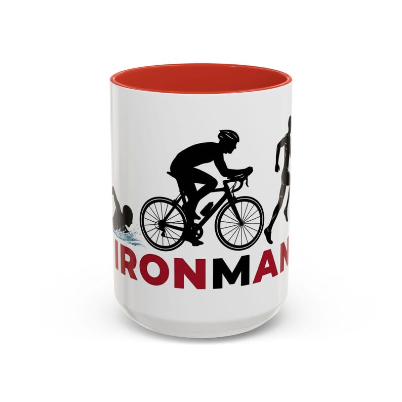 Ironman Triathlon Silhouette Accent Coffee Mug | 11oz 15oz image 6