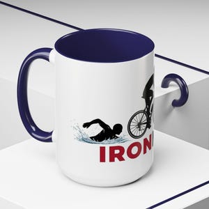 Ironman Triathlon Silhouette Accent Coffee Mug | 11oz 15oz image 14