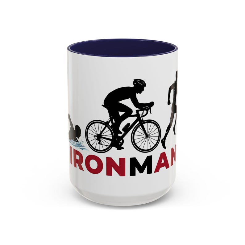 Ironman Triathlon Silhouette Accent Coffee Mug | 11oz 15oz image 5