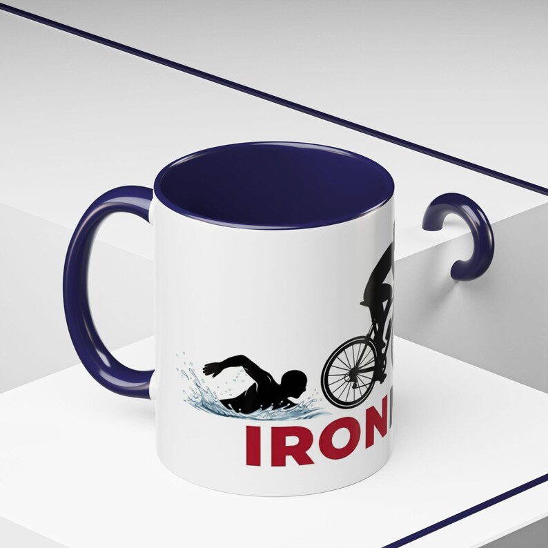Ironman Triathlon Silhouette Accent Coffee Mug | 11oz 15oz image 10