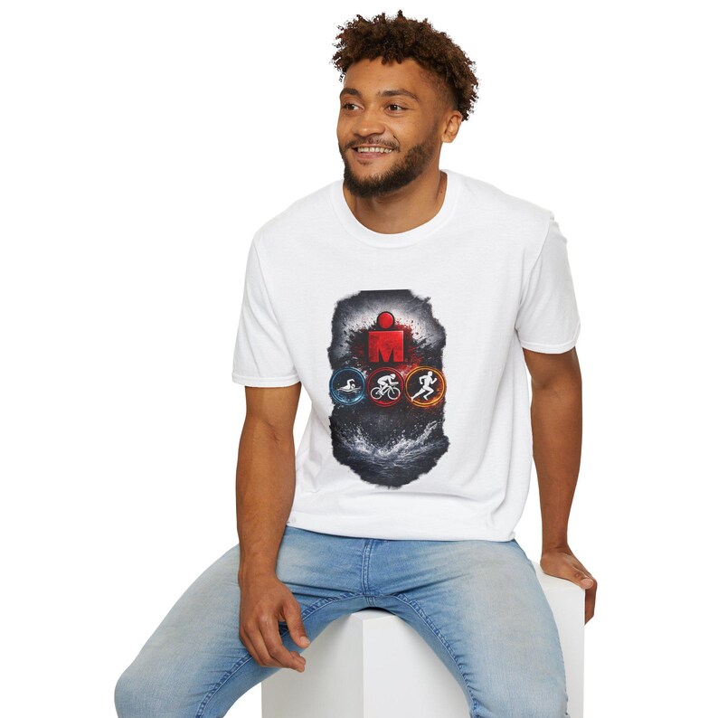 Ironman Triathlon Icons T-Shirt | Swim Bike Run Race Logo image 18