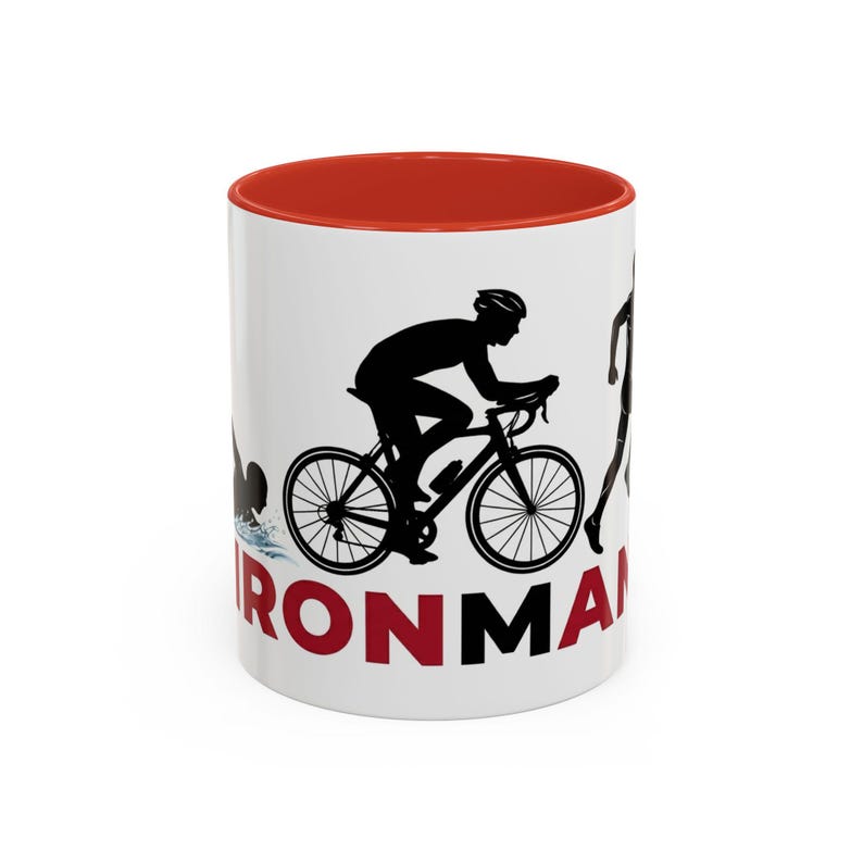 Ironman Triathlon Silhouette Accent Coffee Mug | 11oz 15oz image 4