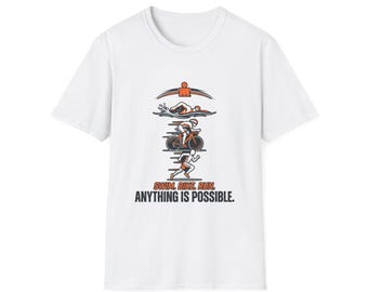Diseño de camiseta para triatleta "Todo es posible" / natación, ciclismo y carrera.