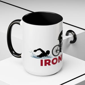 Ironman Triathlon Silhouette Accent Coffee Mug | 11oz 15oz image 13