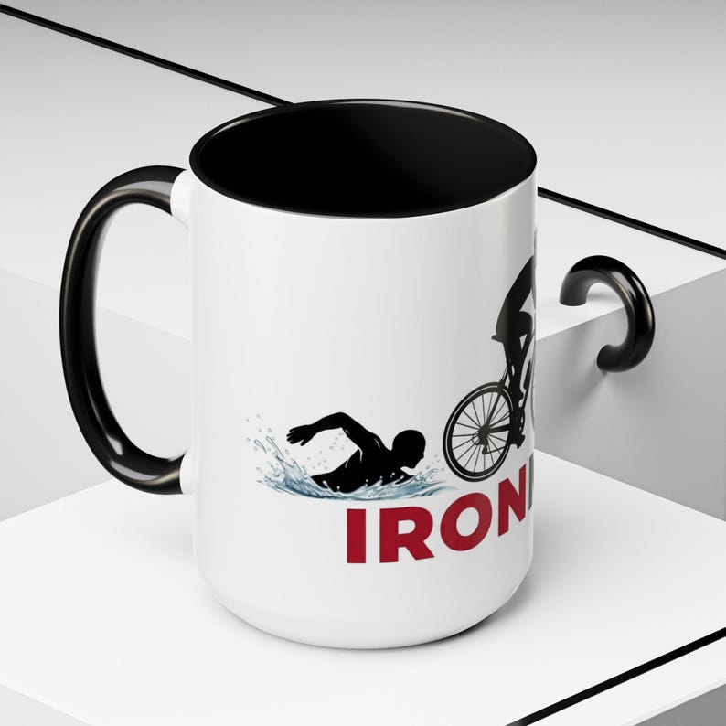 Ironman Triathlon Silhouette Accent Coffee Mug | 11oz 15oz image 13