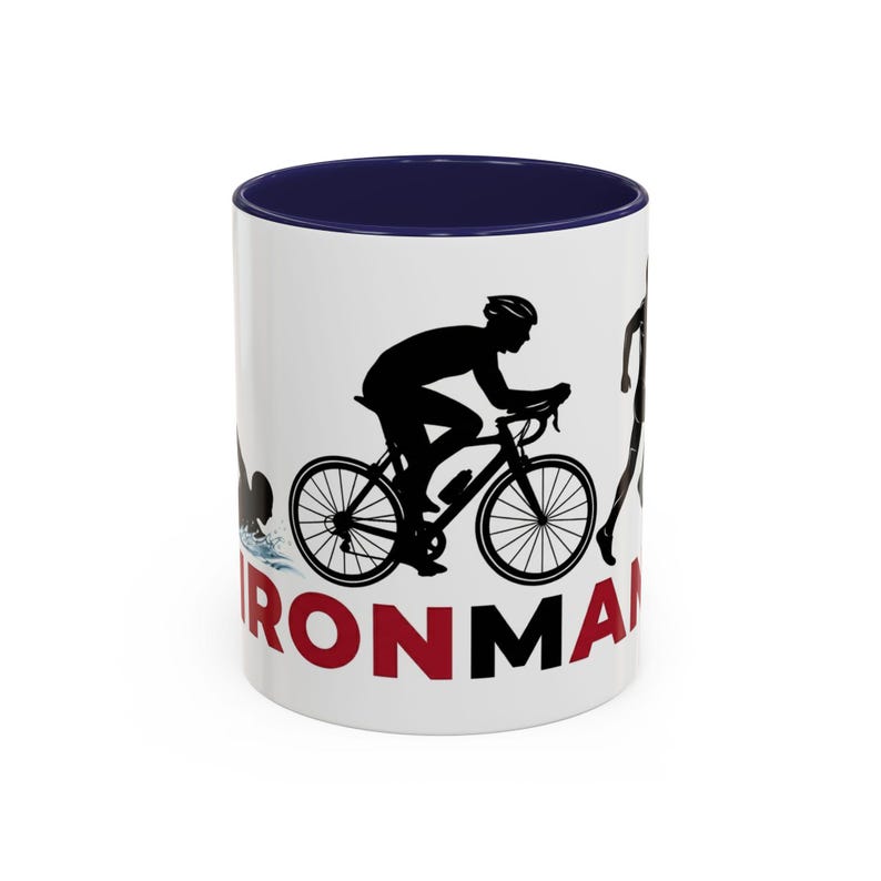 Ironman Triathlon Silhouette Accent Coffee Mug | 11oz 15oz image 2