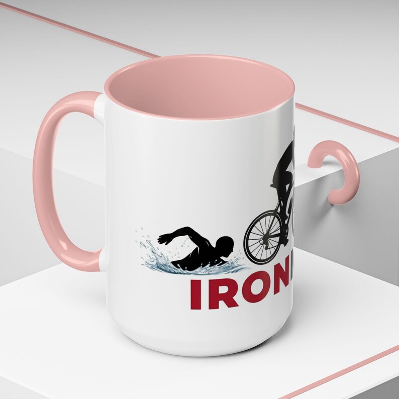 Ironman Triathlon Silhouette Accent Coffee Mug | 11oz 15oz image 15
