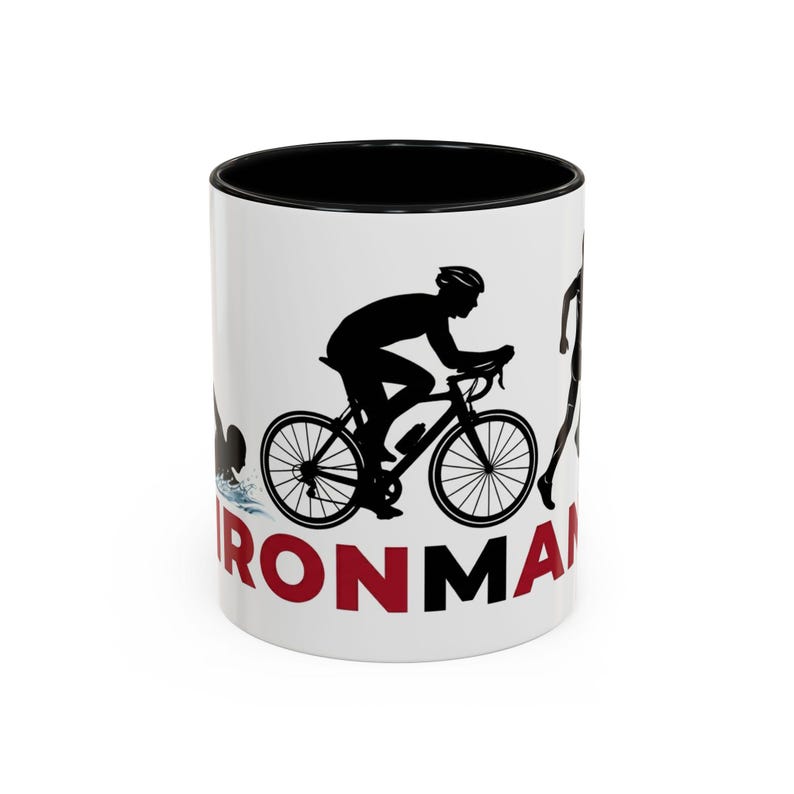 Ironman Triathlon Silhouette Accent Coffee Mug | 11oz 15oz image 1