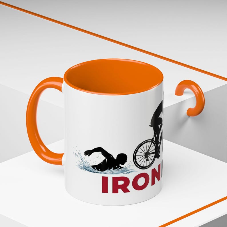Ironman Triathlon Silhouette Accent Coffee Mug | 11oz 15oz image 19