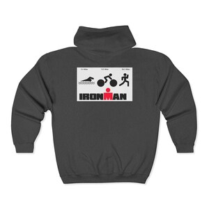 Sudadera con capucha/cremallera con logo de Ironman Triathlon, diseño para natación, ciclismo y carrera. imagen 6