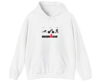 Sudadera con capucha y gráficos de natación, ciclismo y carrera Ironman Triathlon Icons